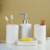 White Textured Ceramic Bathroom Set of 4